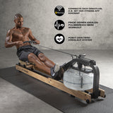 FitEngine Wasser-Rudergerät + Herzfrequenzmesser mit Wasserwiderstand und Bluetooth für Kinomap-kompatibles Training zu Hause.