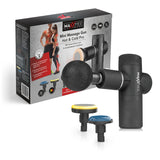 MAXXMEE Mini Massage Gun Hot & Cold Pro mit 6 Aufsätzen und Power-Boost für effektive Muskelmassage und Regeneration, schwarz.