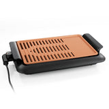 GOURMETmaxx Tischgrill rauchfrei schwarz/kupfer mit zwei Garbereichen und Keramik-Antihaftbeschichtung, max. 220 °C, Fettauffangschale.