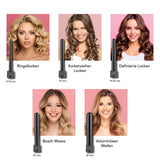 MAXXMEE Hair Curler Profi mit 5 Aufsätzen für Ringellocken, Korkenzieher-, definierte Locken, Beach Waves und Volumenwellen schwarz.