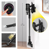 N8WERK Akku-Staubsauger mit Touch Display, 25 kPa Saugleistung, LED-Fugendüse und automatischer Schmutzerkennung, inkl. Wandhalterung.