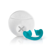 bruXane 2go - Zahnschiene mit Biofeedback in türkis zur Reduktion von Zähneknirschen und verbessertem Schlafkomfort.