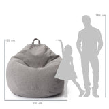 LUMALAND Comfort Line XXL Sitzsack Hellgrau 100x120x50 cm mit EPS Perlen Füllung, bequemes Bodenkissen für Kinder und Erwachsene.
