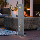 Hoberg LED Beton-Schild mit "Willkommen", beleuchtet, kabellos, wetterbeständig, für Innen- und Außenbereiche, dekoratives Metall-Schild in Beton-Optik.