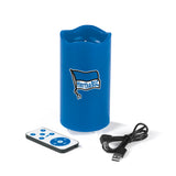Hertha BSC LED-Echtwachskerze mit rotierendem VfB-Wappen, Timer, 3 Geschwindigkeiten, batteriebetrieben oder USB-Anschluss.