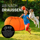 LUMALAND Luxury Basketball Sitzsack – wetterfester, großer Sitzsack im Basketball-Design für drinnen und draußen.