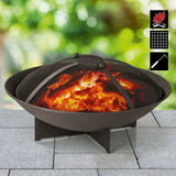 LANDMANN Feuerkorb - 60,5 cm - schwarz mit Funkenschutzgitter, wetterfestem Stahl und stabilem Sockel für sicheren Stand.