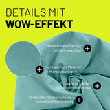 LUMALAND Luxury XL Sitzsack stylischer Beanbag Türkis mit abnehmbarem Bezug, Microveloursstoff, extrastarken Nähten und verdecktem Reißverschluss.