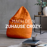 LUMALAND Luxury XL Sitzsack stylischer Beanbag in Orange mit 120L Füllung, ideal zum Entspannen oder als gemütliche Sitzgelegenheit.