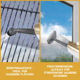 MAXXMEE Vibrations-Dampfbesen - 100° heißem Dampf - gold/weiß mit Bürsten- und Fensterreiniger-Aufsatz für vielseitige Reinigung.