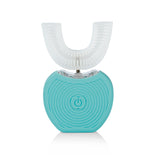 MAXXMEE Schall-Zahnbürste weiß/türkis mit 360°-Borsten, LED-Blaulicht und Vibration für effektive Zahnreinigung und Massage.