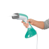 CLEANmaxx Dampfbürste 1200W in Mint/Weiß mit kraftvollem Dampfausstoß, ideal zum Entfernen von Falten und Gerüchen.