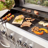 GRILLCHEF Gasgrillküche 6 BR + SB - 121 cm - silber mit emaillierten Gusseisenrost und 6 Edelstahlbrennern, vielseitig im Einsatz.