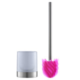 LOOMAID WC-Bürste Silikonkopf Edelstahl/pink mit Bürstenhalter, borstenlos, selbstreinigend, hygienisch, langlebig und nachhaltige WC-Reinigung.
