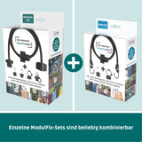 ModulFix - Multifunktionales Spanngummi-System - Premium-Set mit Haken, Klettverschluss und Karabiner, individuell einstellbar und kombinierbar.