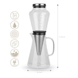 COLD DRIP Kaffeebereiter - 0,5 l aus Borosilikatglas mit Edelstahlfilter und Skala für intensiven Cold Brew Coffee Genuss.