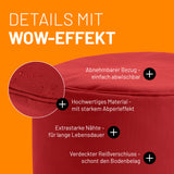 LUMALAND Sitzsack Pouf (50 L) Rot mit abnehmbarem Bezug, starkem Abperleffekt, extrastarken Nähten und verdecktem Reißverschluss.
