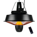 Hoberg Infrarot-Deckenheizstrahler mit 3 Heizstufen, Fernbedienung, Karabiner-Aufhängung und 43 cm großem Heizschirm.