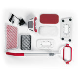 CLEANmaxx Akku-Scheuerbürste 3,7V rot/grau mit 4 Aufsätzen, Teleskopstange und Ladegerät für vielseitige Reinigung.