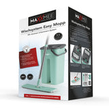 MAXXMEE Wischmopp Easy Mopp mit 4l Eimer, 2-Kammer-System, integriertem Auswring-Mechanismus, türkis/grau für schonendes Wischen empfindlicher Böden.