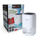 MAXXMEE Luftentfeuchter mit Peltier-Technik, kompakt, 900 ml Wassertank, leise 36 dB, LED-Beleuchtung, 450 ml Entfeuchtung pro Tag.