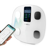 nah-vital smarte Körperanalysewaage digitale Personenwaage mit LCD, 15 Messwerten, Smartphone-Anbindung und 4 Mess-Elektrodenplatten