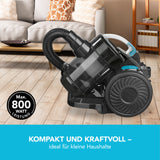 MAXXMEE Zyklon-Staubsauger - schwarz, beutellos mit EPA-Filter, 1,2 L Staubbehälter, kompakt und handlich für Treppen.