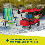 HOBERG faltbarer Bollerwagen mit Dach, robuster Nylonbezug, wasserfestes Dach, Getränkehalter, ideal für Freizeit und Ausflüge.