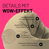 LUMALAND Sitzsack Drops (300 L) Beige mit extrastarken Nähten, abnehmbarem Bezug, Abperleffekt und verdecktem Reißverschluss.