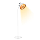Hoberg Infrarot-Heizstrahler mit Standfuß, weißer Lampen-Design-Strahler mit einstellbaren Heizstufen und warmem Lichtstrahl.