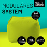 LUMALAND Sitzsack-Hocker - Kombinierbar mit modularem System, 200 L, apfelgrün, 3-in-1-Funktion, robust, pflegeleicht.