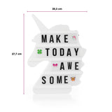 EASYmaxx LED-Leuchtkasten Einhorn mit 173 Buchstaben und 150 Moodjis, kabellos, Farbwechsel, für individuelle Deko und Textbotschaften.