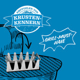 BBQ Rescher Multi-Grillständer aus Edelstahl zum indirekten Grillen für krosse Krusten und saftiges Grillgut.