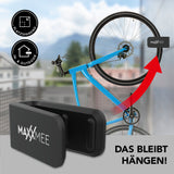 MAXXMEE Fahrrad-Wandhalterung Universal - schwarz/weiß, platzsparend für Vorder- oder Hinterrad, geeignet für drinnen und draußen.