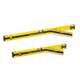 FLÜWA Wasserwaage - 60 cm + 80 cm - schwarz/gelb mit Flügel, Winkelmesser und magnetischer Aluminium-Unterseite