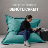 LUMALAND XXL Microvelours Sitzsack 380L, 140x180 cm, Türkis, Indoor, bequemer Riesensitzsack zum Entspannen und Lesen.