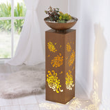 GARVIDA LED-Dekosäule Rost-Optik "Bauernrose" - 87 cm mit LED-Beleuchtung und Pflanzschale für Wohn- und Außenbereich.