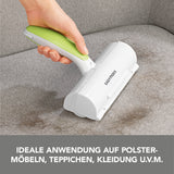 EASYmaxx Fusselroller für Tierhaare, weiß/grün, entfernt Tierhaare effektiv von Polstermöbeln, Teppichen und Kleidung mit Mikrofaserstreifen und LED.