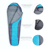 Where Tomorrow Camping Schlafsack Classic - Mumienschlafsack in Türkis mit wasserabweisendem Außenmaterial und Kordelzug-Kragen, 230x80x55 cm.
