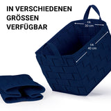 N8WERK Filz-Aufbewahrungstasche L Dunkelblau 40x30x30 cm faltbarer, strapazierfähiger Korb mit stabilen Tragegriffen, schont Böden und Möbel.