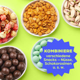 GOURMETmaxx Snackspender - 15 x 7,7 cm - schwarz/mint - 2er-Set ideal für Nüsse, Schokolinsen und Snacks unterwegs oder im Home-Office.
