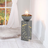 EASYmaxx LED-Dekosäule mit Pflanzschale in Beton-Optik, Sternschnuppen-Design mit Beleuchtung für Innen und Außen.