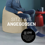 LUMALAND Luxury XL Sitzsack stylischer Beanbag Beige mit 120L Füllung, flexibel, bequem für modernes Wohnen und Entspannen.