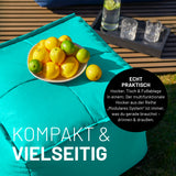 LUMALAND Sitzsack-Hocker Türkis mit 3-in-1-Funktion, robusten Nähten, abwischbarem Bezug und EPS-Füllung für vielseitige Nutzung.