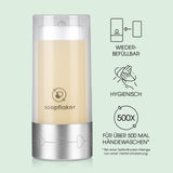 soapflaker Seifenspender für feste Handseife in Silber mit Aloe-Vera, hygienisch, wiederbefüllbar, ergiebig für über 500-mal Händewaschen