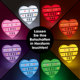 EASYmaxx LED-Leuchtkasten Herz mit 173 Buchstaben und 150 Moodjis, mehrfarbig, kabellos, für individuelle Herz-Textbotschaften.