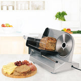 GOURMETmaxx Allesschneider - Silber mit stufenlos einstellbarer Schnittstärke und Schneidguthalter für sicheres Schneiden von Brot und Wurst.