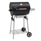 LANDMANN Holzkohle-Barrelgrill CG-III-440BK mit emailliertem Grillrost, Temperaturanzeige und höhenverstellbarem Kohlerost.