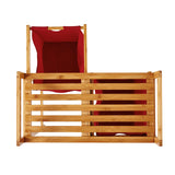 LUMALAND Bambus Wäschekorb mit 2 roten ausziehbaren Wäschesäcken, 73 x 64 x 33 cm, stilvoll und praktisch für die Wäsche.