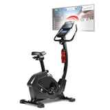 FitEngine Heimtrainer Smart mit 9kg Schwungrad, LCD-Display, 24 Widerstandsstufen, verstellbarem Sattel und Kinomap-Kompatibilität.